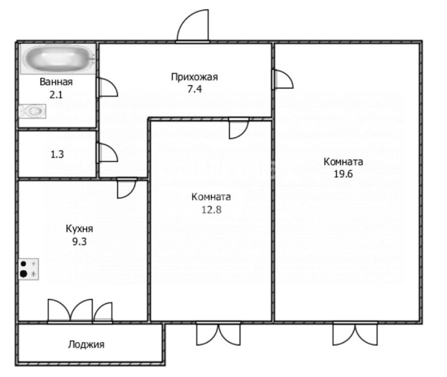 2-комнатная 56.4 м2 в ЖК undefined корпус null этаж 11