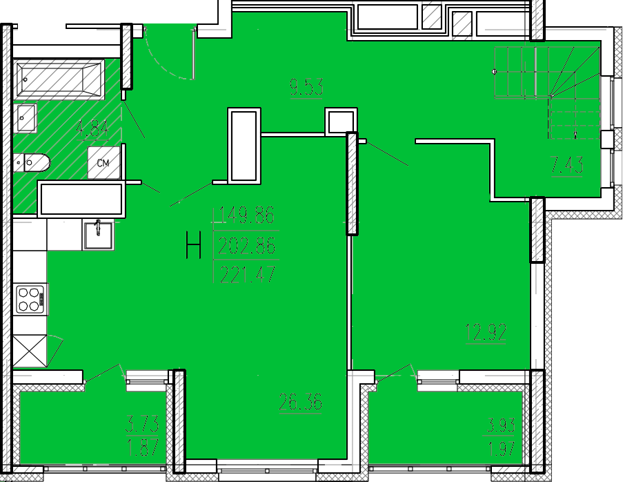 5-комнатная 221 м2 в ЖК Акварель корпус null этаж 17