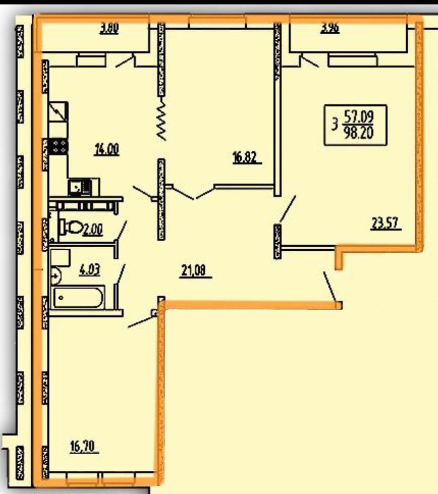 3-комнатная 100 м2 в ЖК undefined корпус null этаж 13