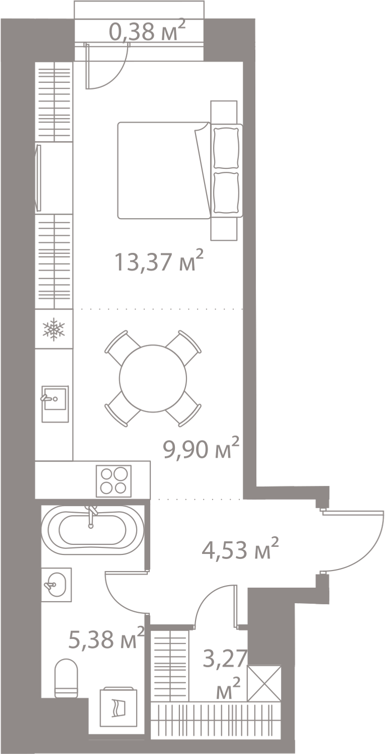 Студия 36 м2 в ЖК Life-Варшавская корпус null этаж 9