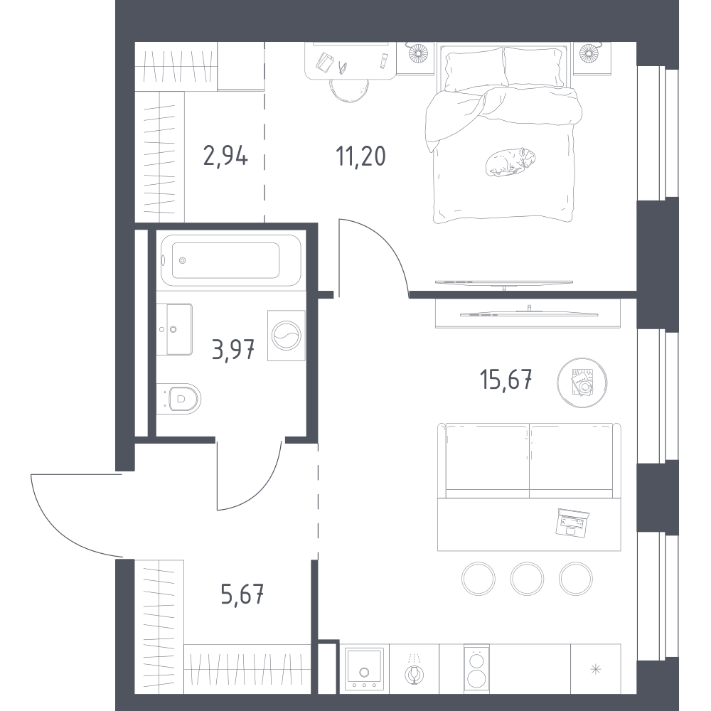 1-комнатная 39 м2 в ЖК Литературный Квартал корпус null этаж 10