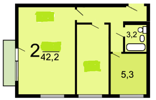 2-комнатная 42 м2 в ЖК undefined корпус null этаж 5