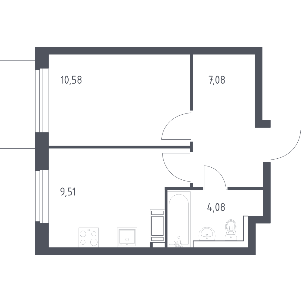 1-комнатная 31 м2 в ЖК Квартал Торики корпус null этаж 5