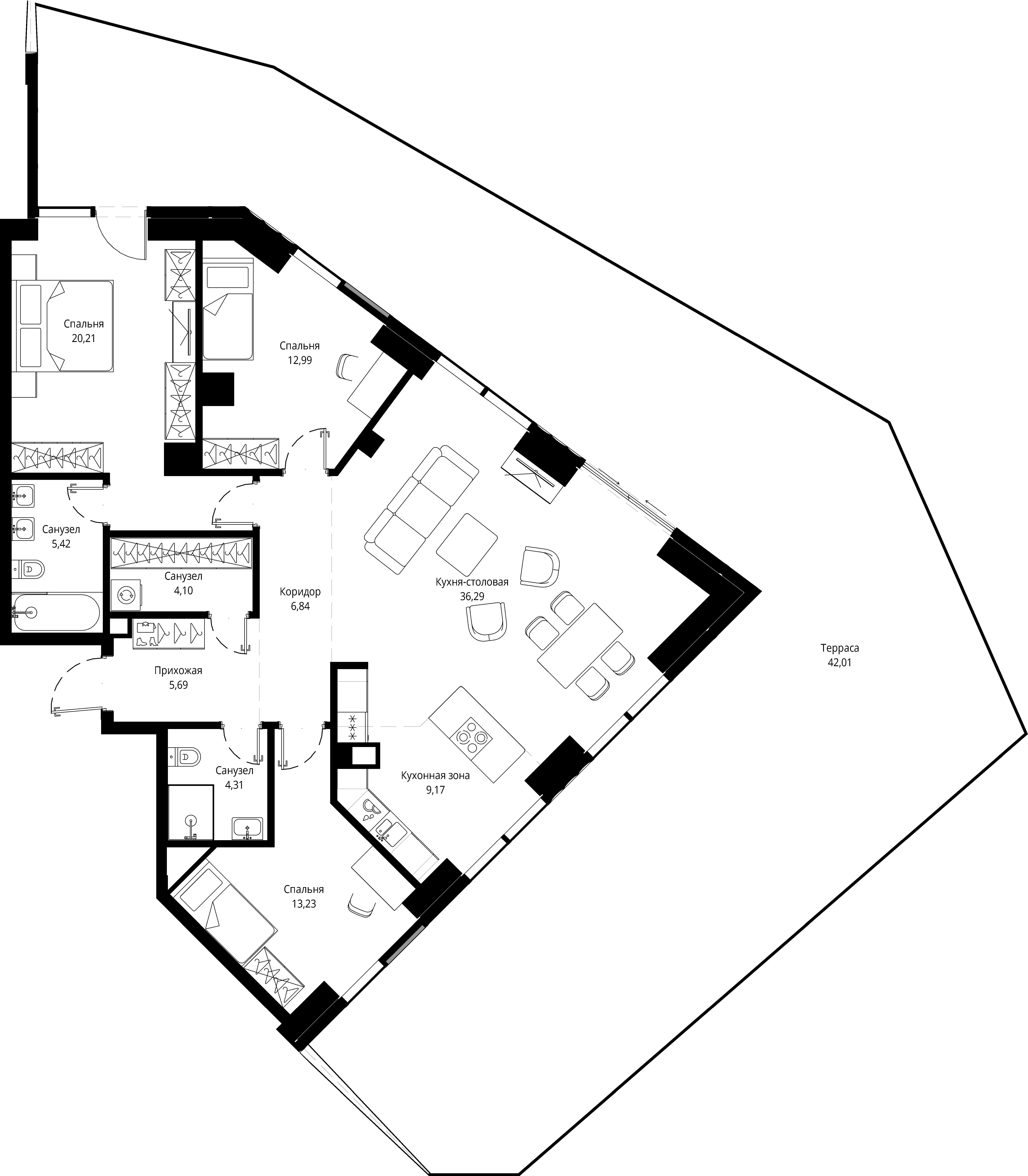 3-комнатная 161 м2 в ЖК JOIS корпус null этаж 8