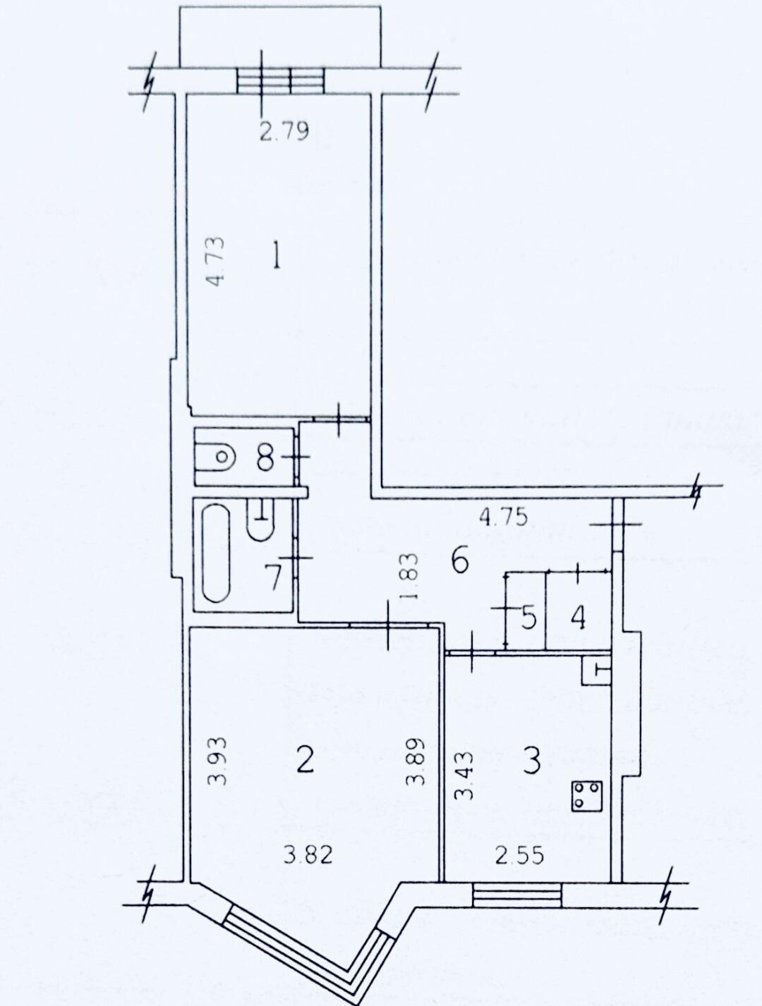 2-комнатная 53.8 м2 в ЖК undefined корпус null этаж 8