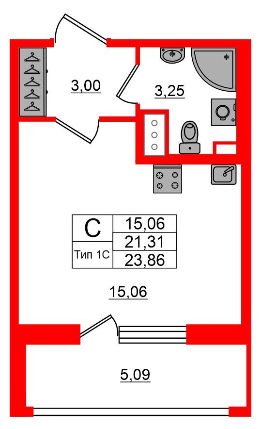 Студия 21 м2 в ЖК Setl Ривьера корпус null этаж 12