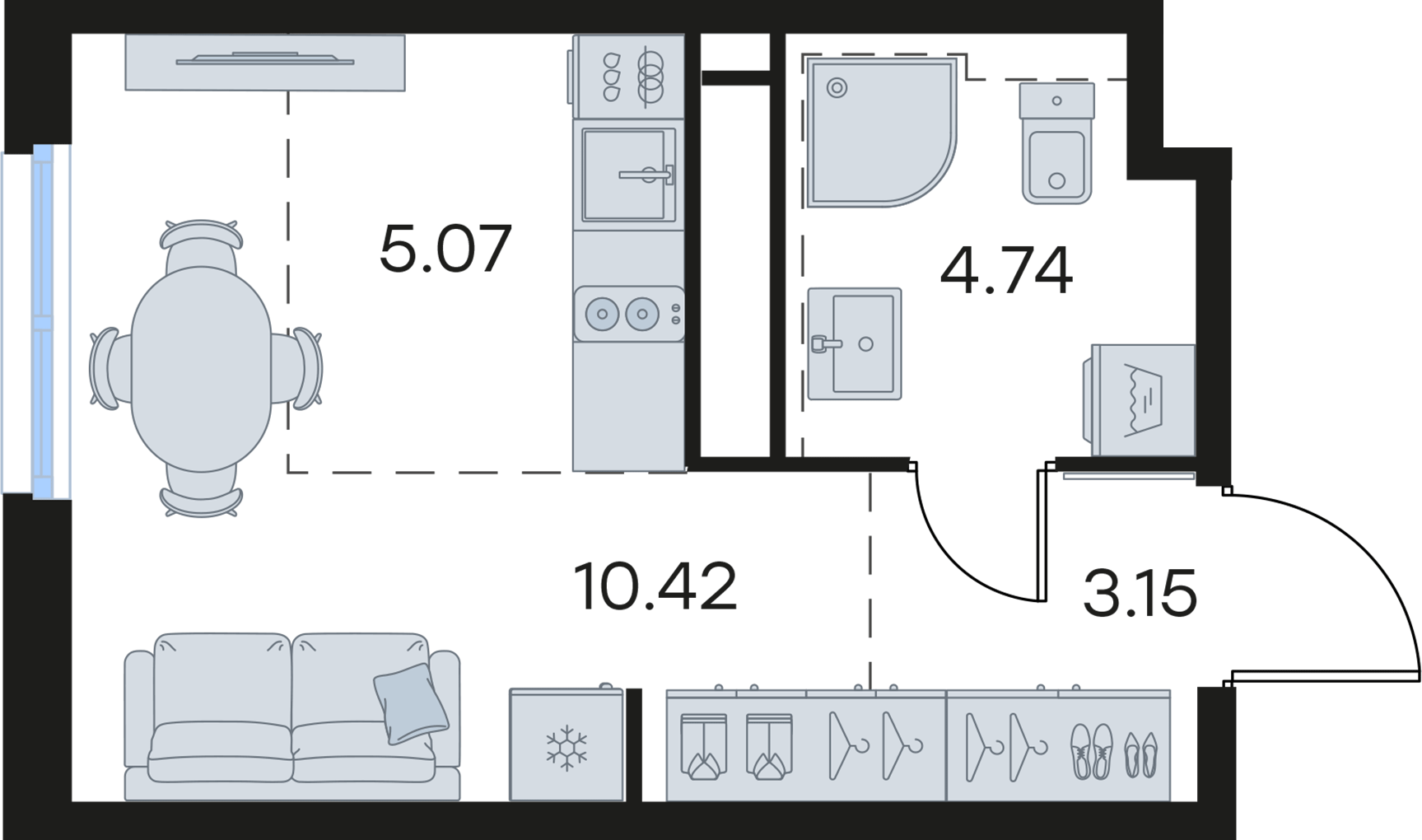 Студия 23 м2 в ЖК GloraX Левобережный корпус null этаж 26