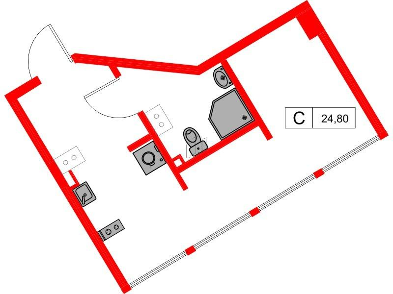 Студия 24 м2 в ЖК МОСКО корпус null этаж 6