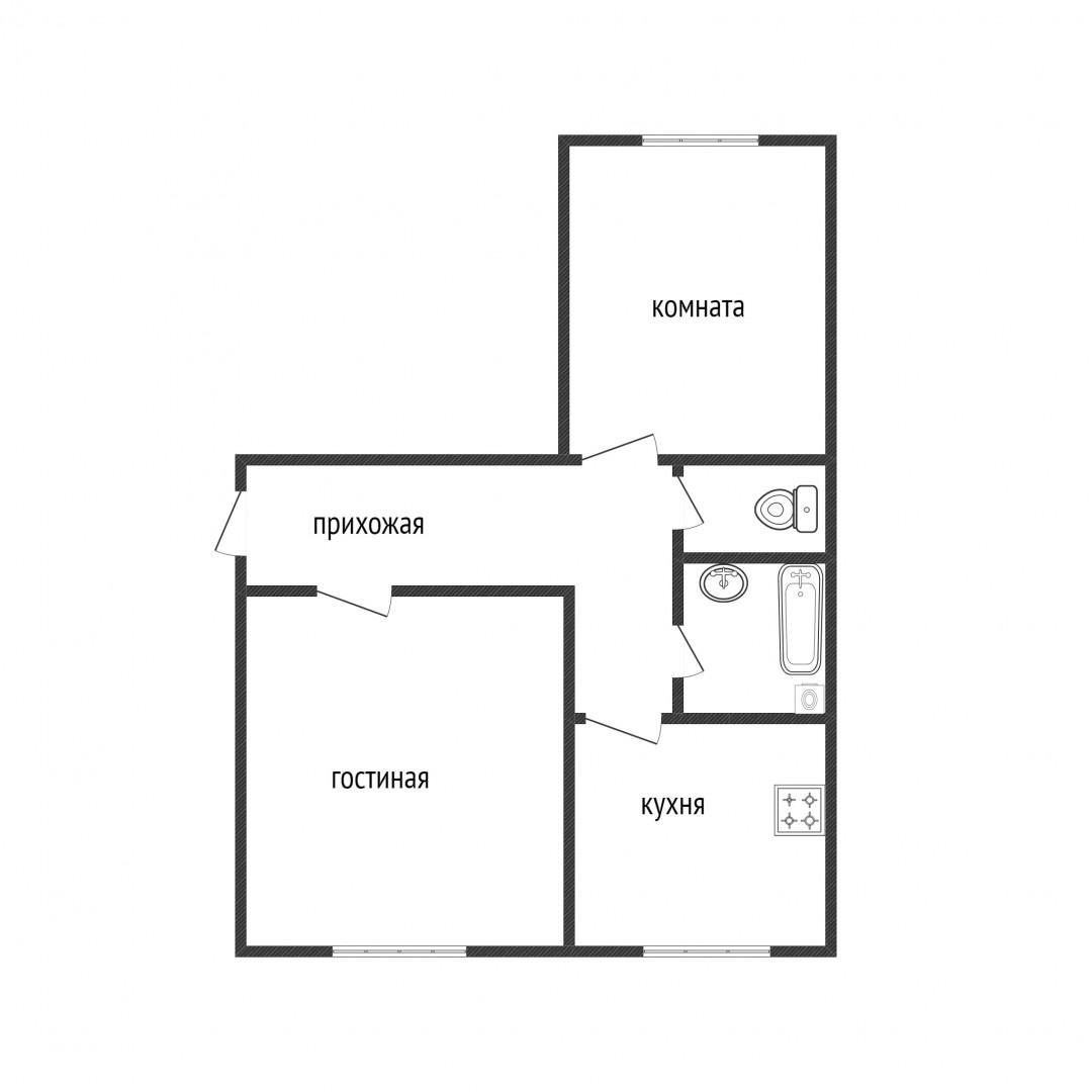 2-комнатная 59 м2 в ЖК undefined корпус null этаж 4