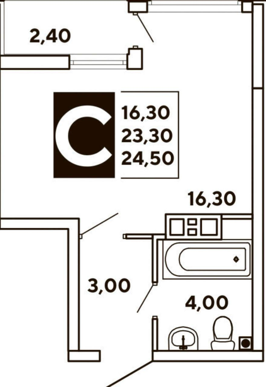 Студия 23.3 м2 в ЖК undefined корпус null этаж 7