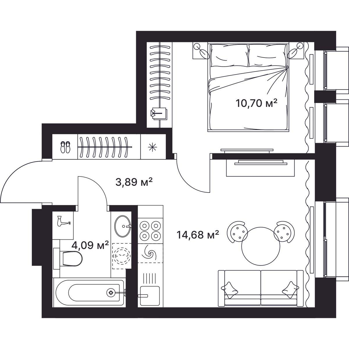 1-комнатная 33 м2 в ЖК Гагарин корпус null этаж 3