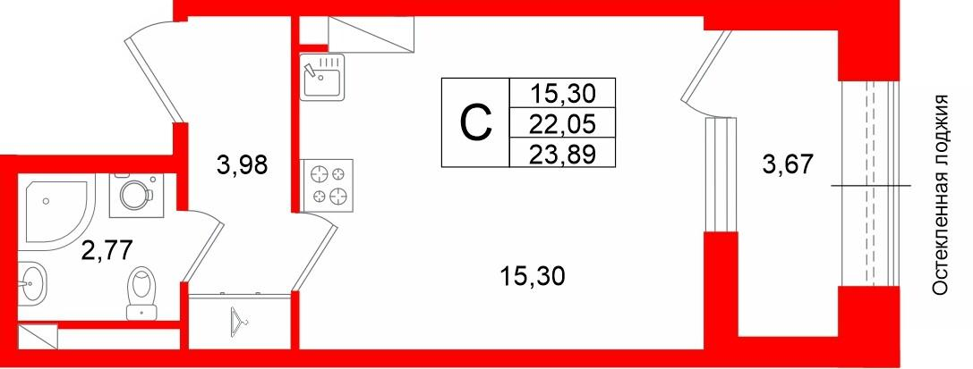 Студия 22 м2 в ЖК Аристократ корпус null этаж 3
