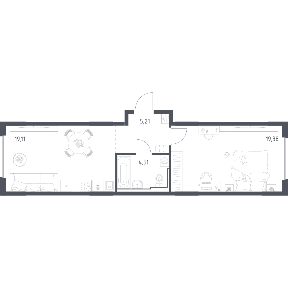 1-комнатная 47 м2 в ЖК Новое Колпино корпус null этаж 1