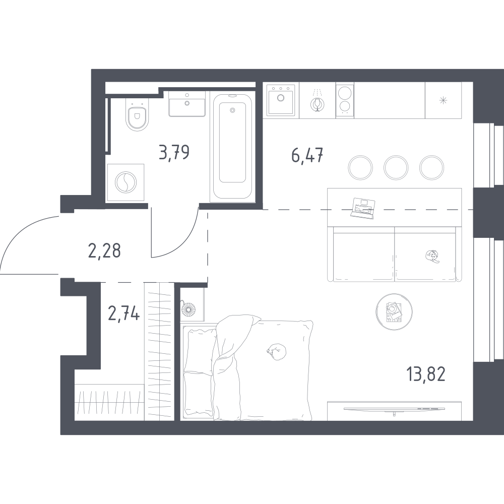 1-комнатная 29 м2 в ЖК Литературный Квартал корпус null этаж 2