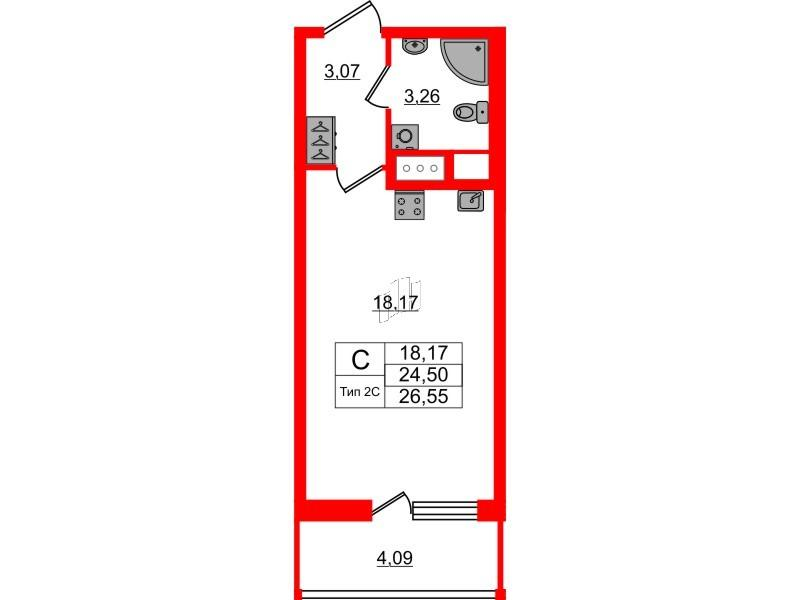 Студия 24 м2 в ЖК Setl Ривьера корпус null этаж 7