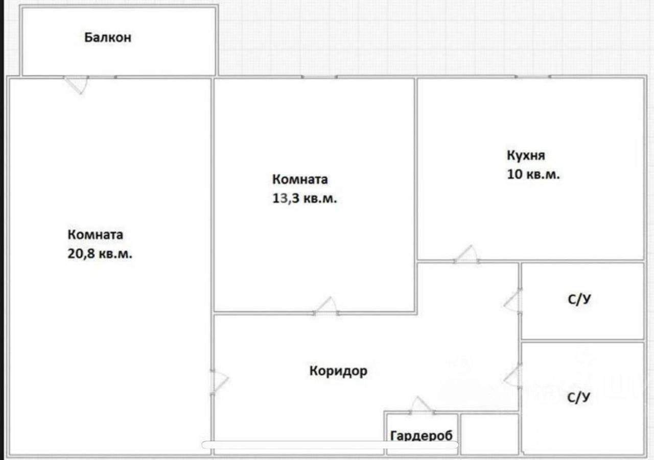 2-комнатная 59.9 м2 в ЖК undefined корпус null этаж 6