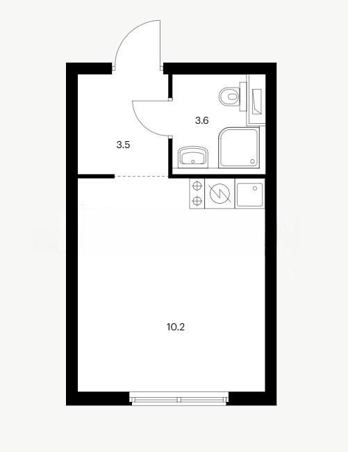 Студия 22.5 м2 в ЖК undefined корпус null этаж 15