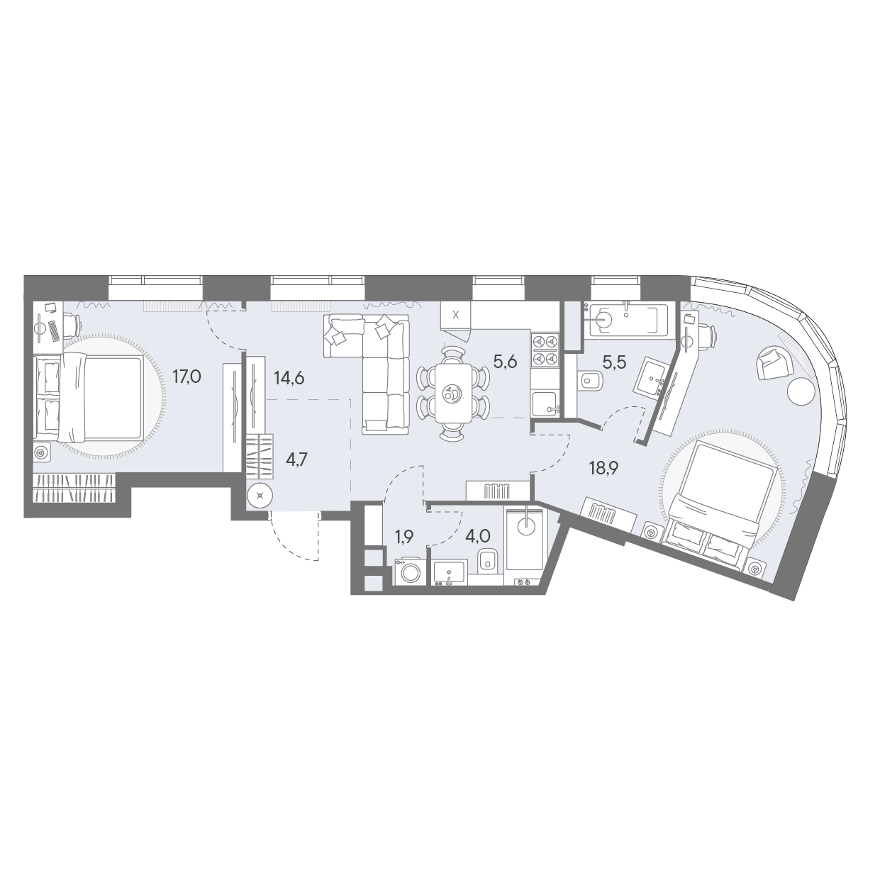 3-комнатная 72 м2 в ЖК Родина Переделкино корпус null этаж 9