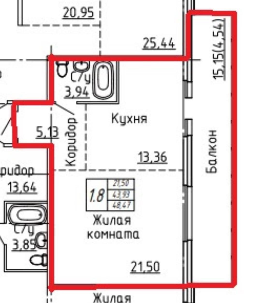 2-комнатная 59.1 м2 в ЖК undefined корпус null этаж 4