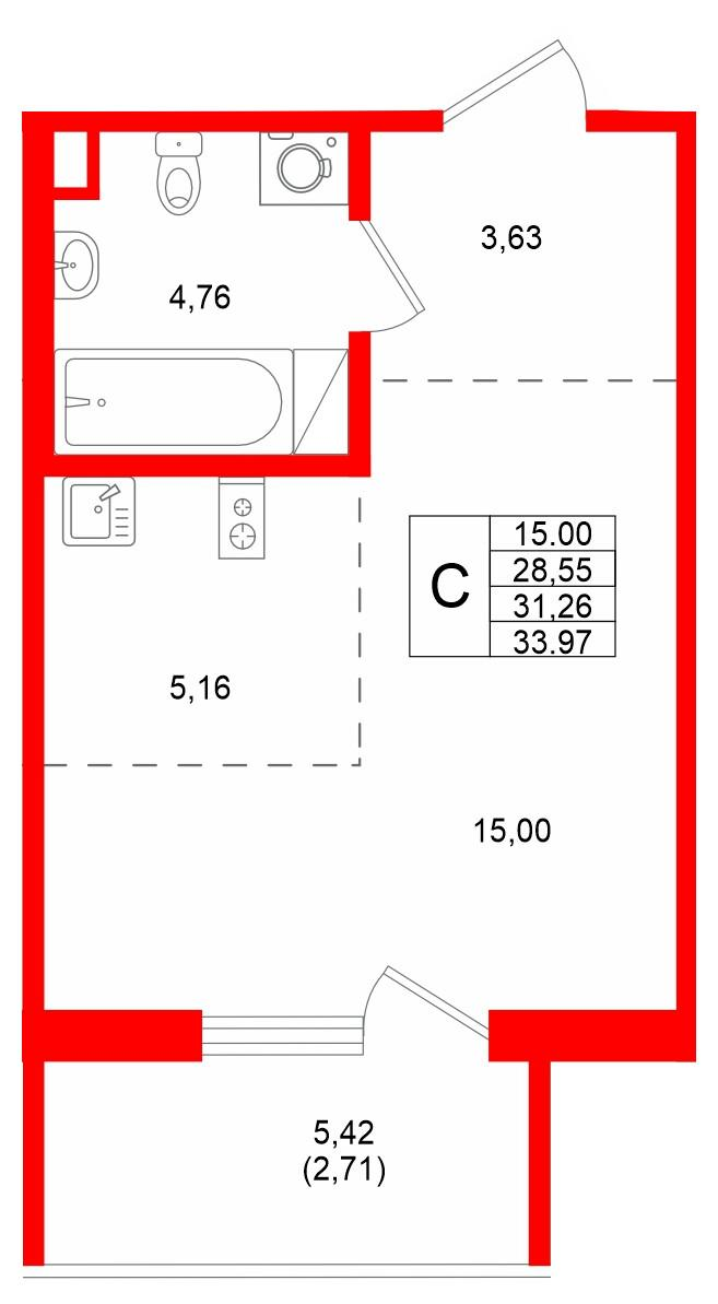 Студия 31 м2 в ЖК IQ Гатчина корпус null этаж 5