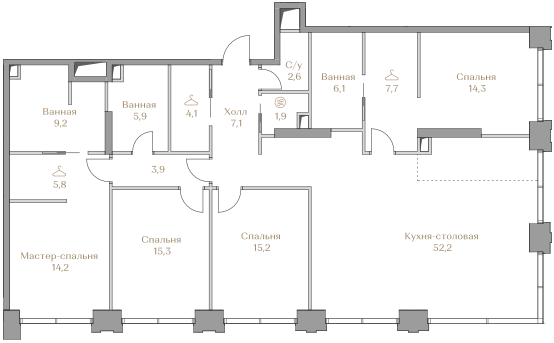 4-комнатная 165 м2 в ЖК Коллекция Лужники корпус null этаж 11