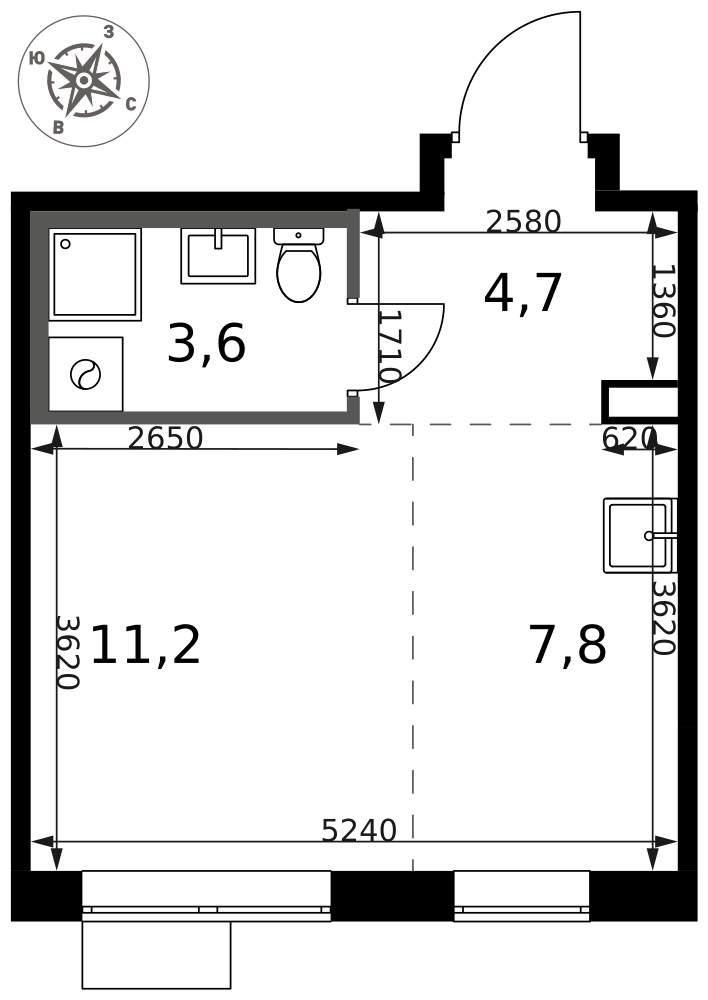 Студия 27 м2 в ЖК 1-й Саларьевский корпус null этаж 18