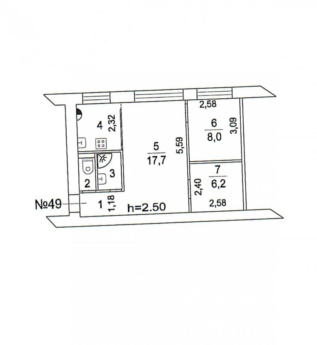 2-комнатная 43.4 м2 в ЖК undefined корпус null этаж 2