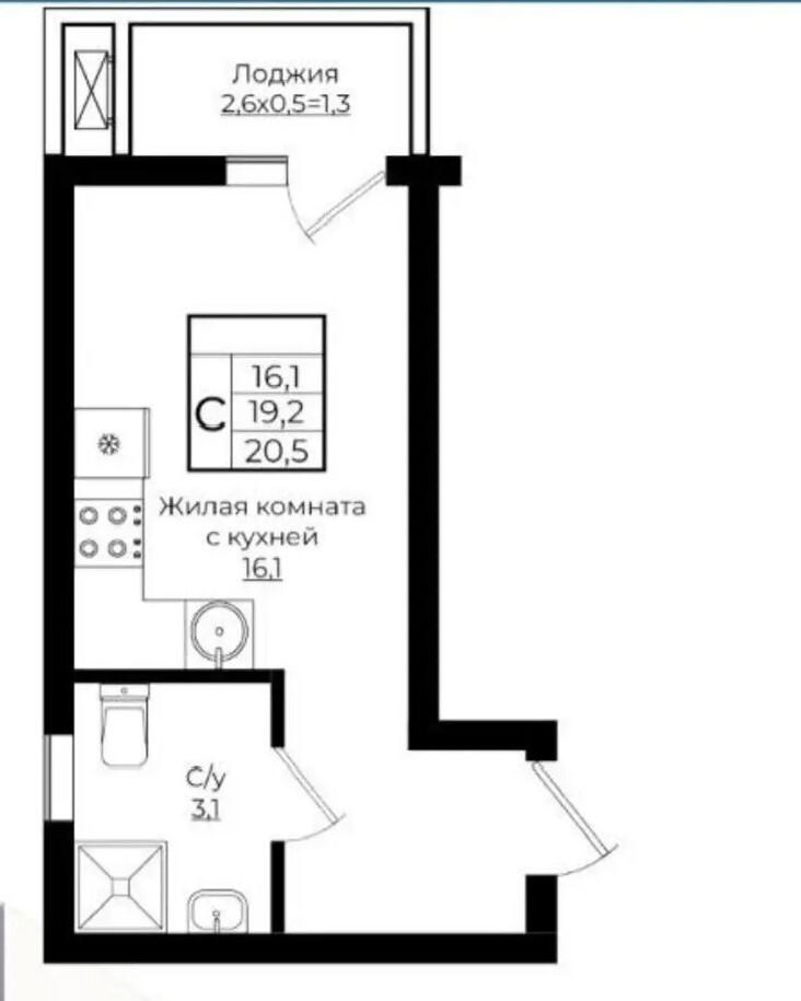 Студия 23 м2 в ЖК undefined корпус null этаж 7