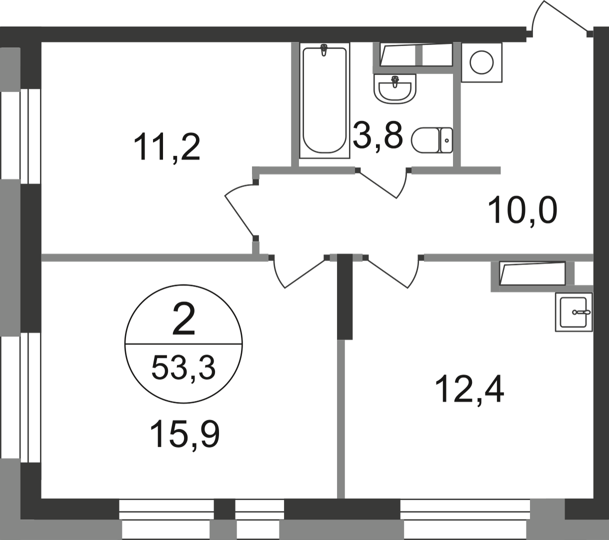 2-комнатная 53 м2 в ЖК Первый Московский корпус null этаж 7