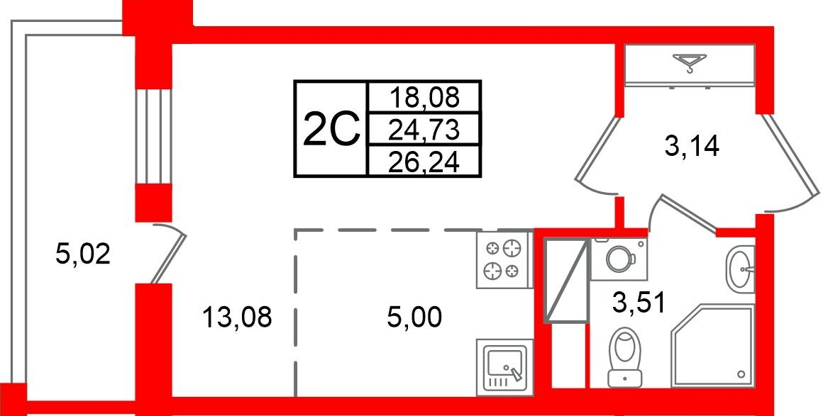 Студия 24 м2 в ЖК Астра Континенталь корпус null этаж 11