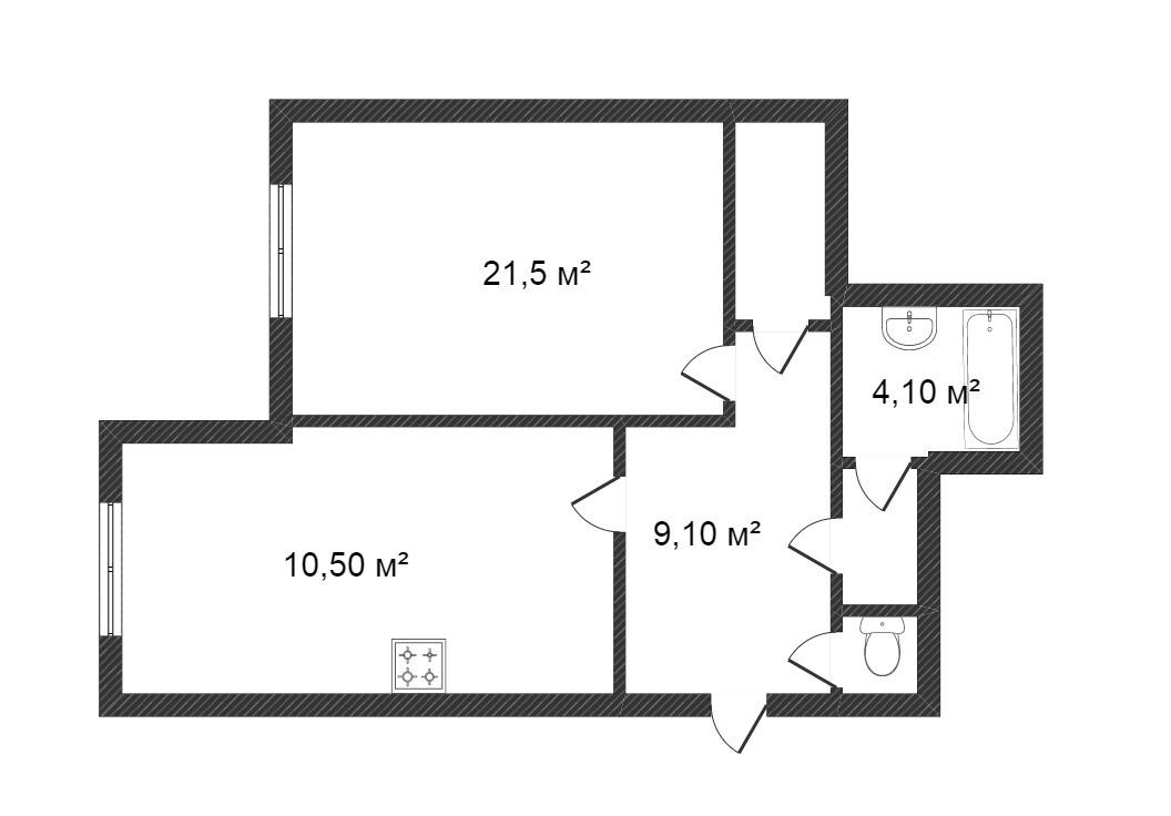 1-комнатная 50.4 м2 в ЖК undefined корпус null этаж 7