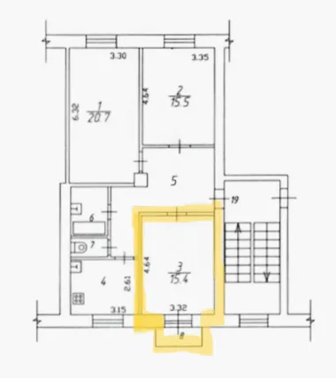 3-комнатная 79.8 м2 в ЖК undefined корпус null этаж 4