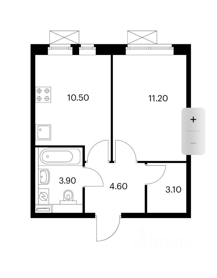 1-комнатная 33.5 м2 в ЖК undefined корпус null этаж 10