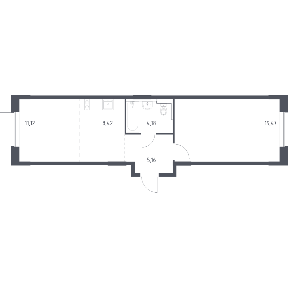 Студия 48 м2 в ЖК Новое Внуково корпус null этаж 5