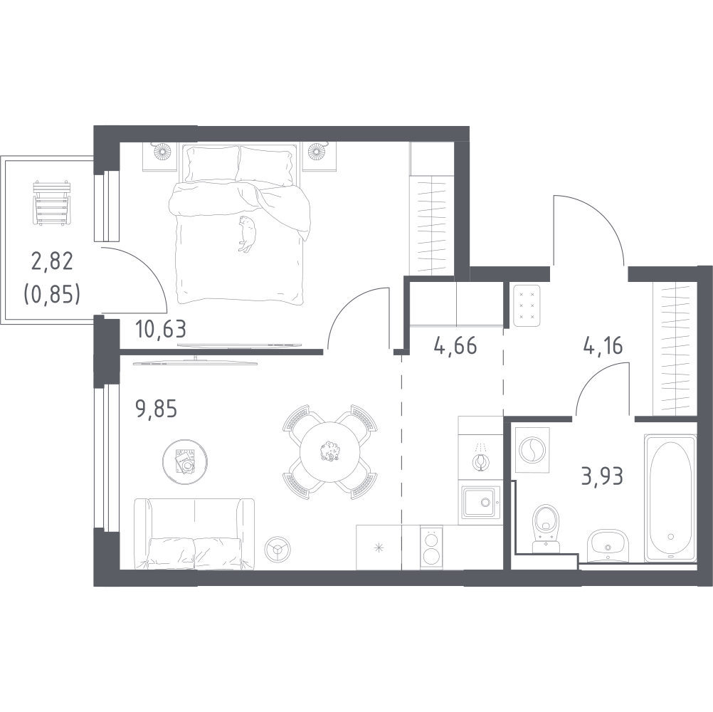 Студия 34 м2 в ЖК Донские Легенды корпус null этаж 14