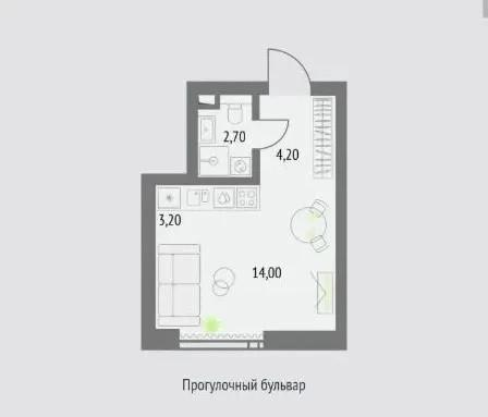 Студия 24.1 м2 в ЖК undefined корпус null этаж 45