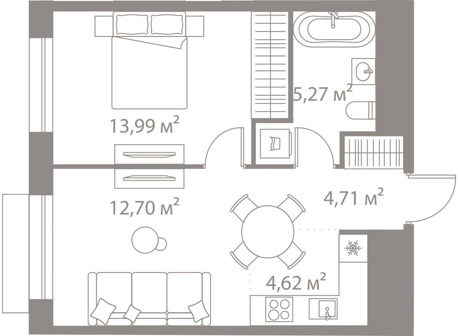 1-комнатная 41 м2 в ЖК Life-Варшавская корпус null этаж 8