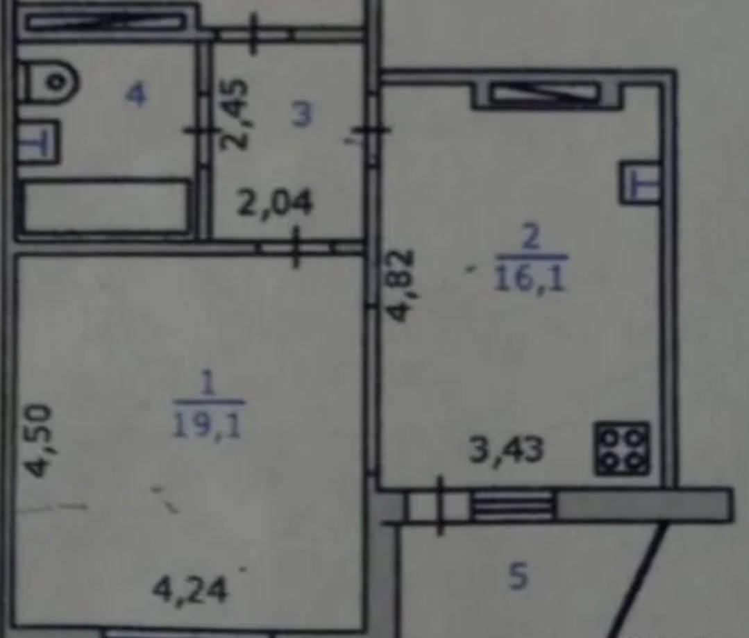 1-комнатная 45.3 м2 в ЖК undefined корпус null этаж 6