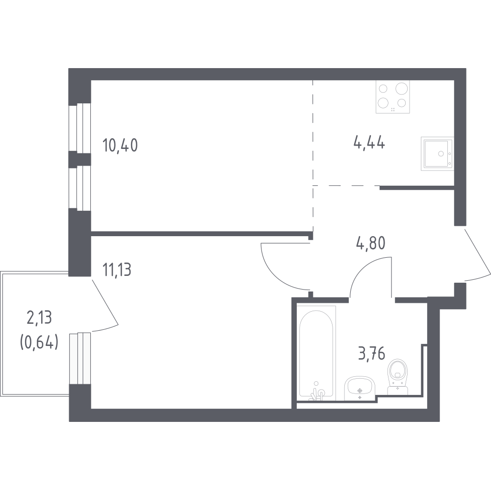 Студия 35 м2 в ЖК Остафьево корпус null этаж 5
