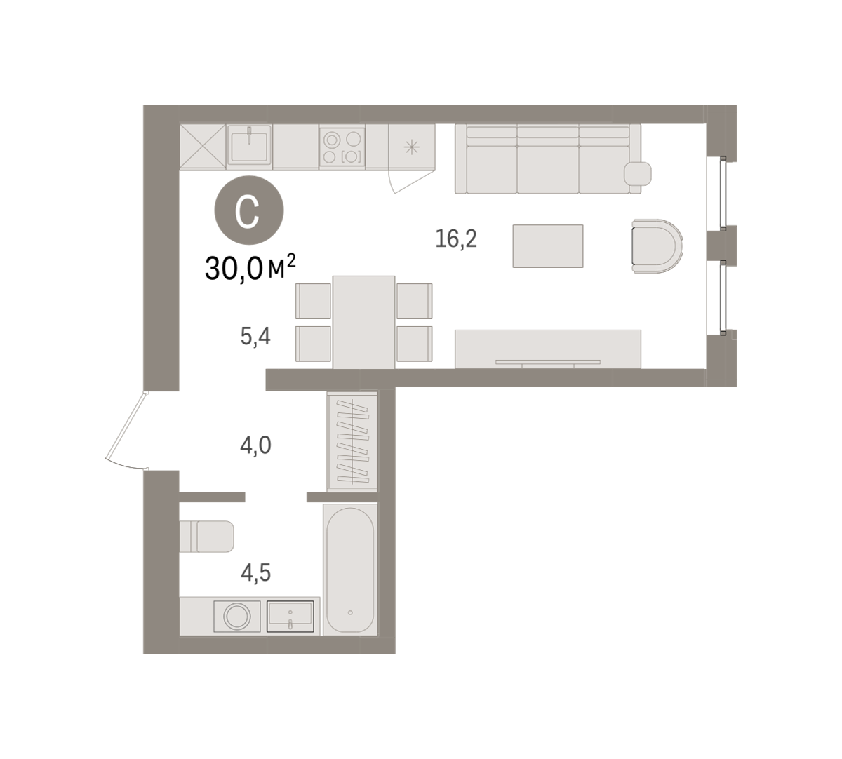 Студия 30 м2 в ЖК Зарека корпус null этаж 6