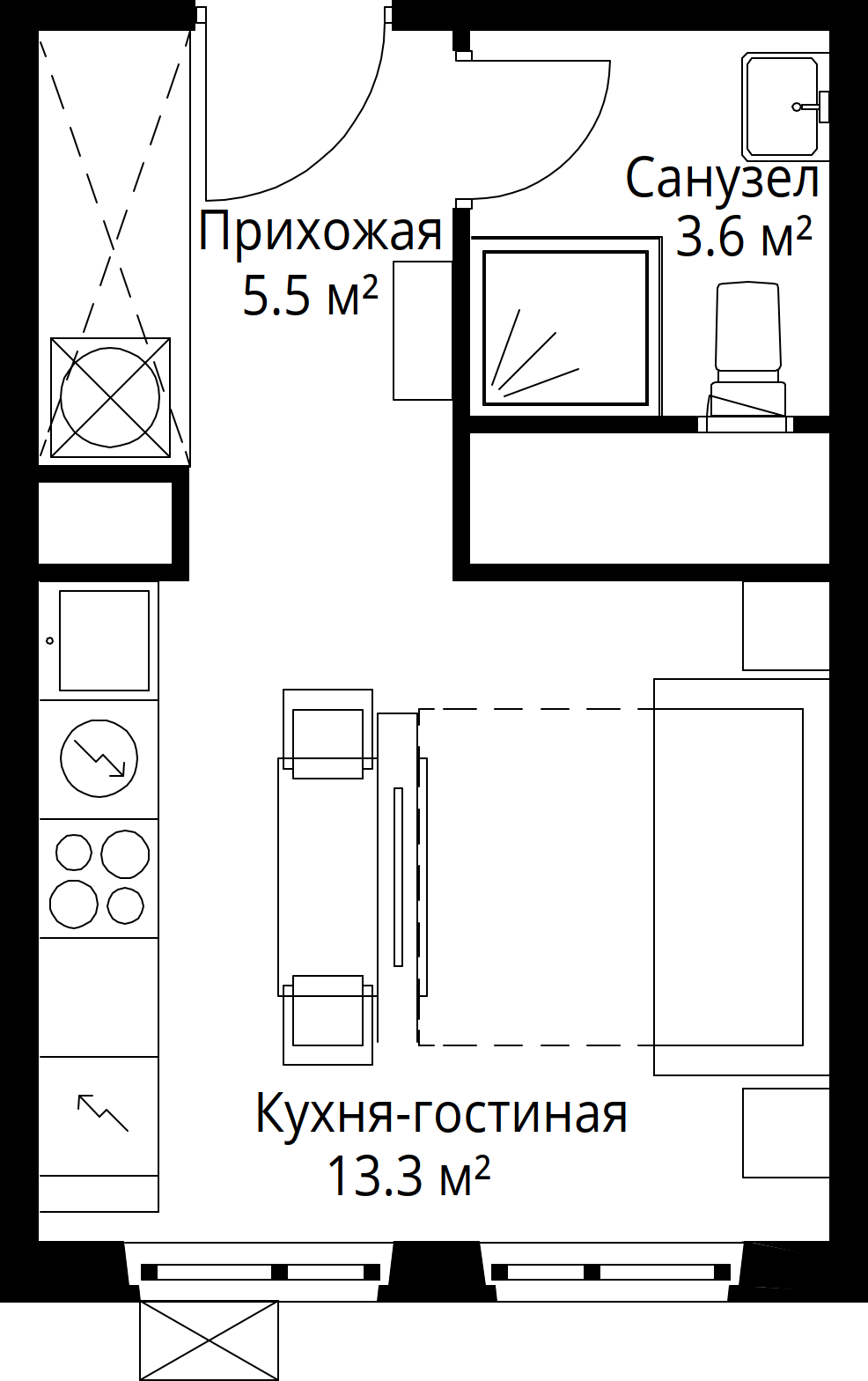 Студия 22 м2 в ЖК Эко Видное 2.0 корпус null этаж 3