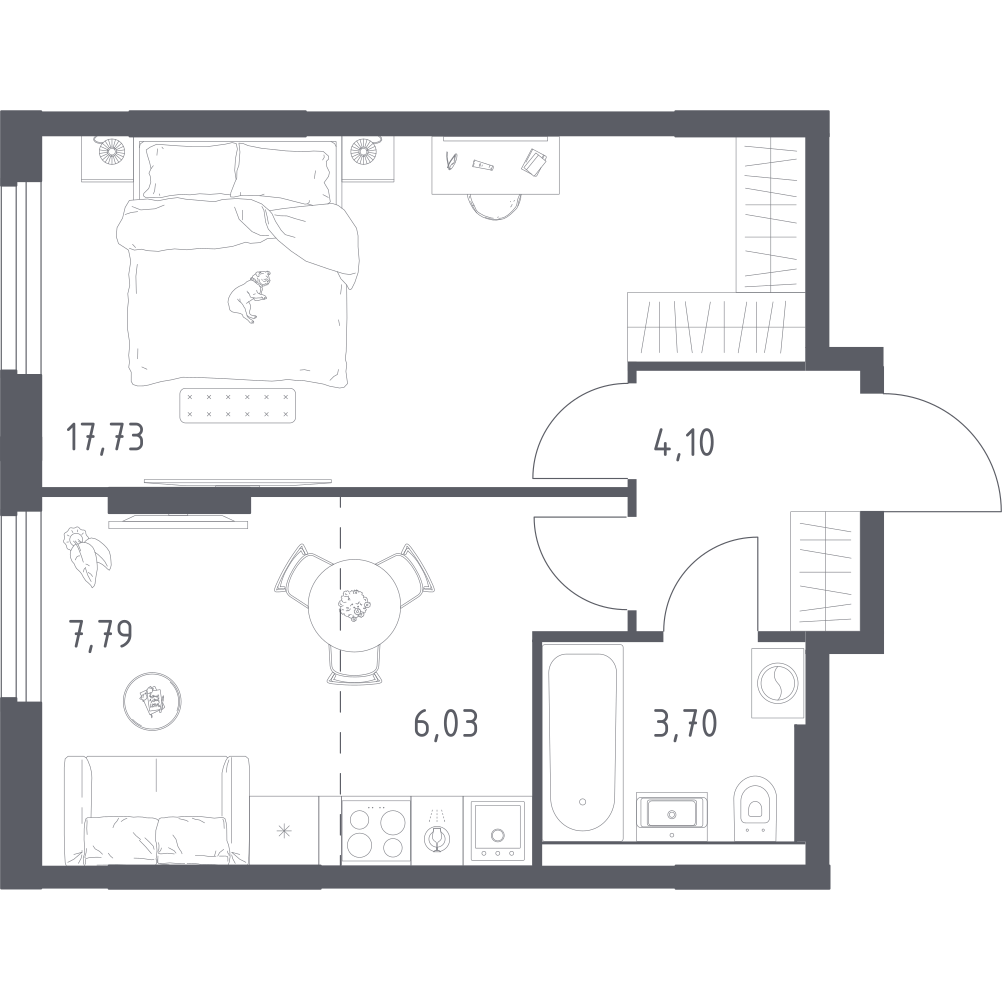 1-комнатная 39 м2 в ЖК Урбан Тау корпус null этаж 10