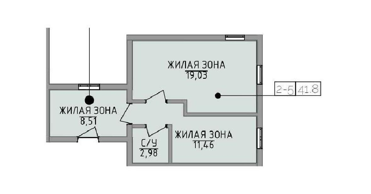 1-комнатная 41.9 м2 в ЖК undefined корпус null этаж 2