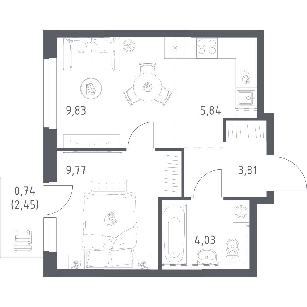 Студия 34 м2 в ЖК Урбан Мартен корпус null этаж 9