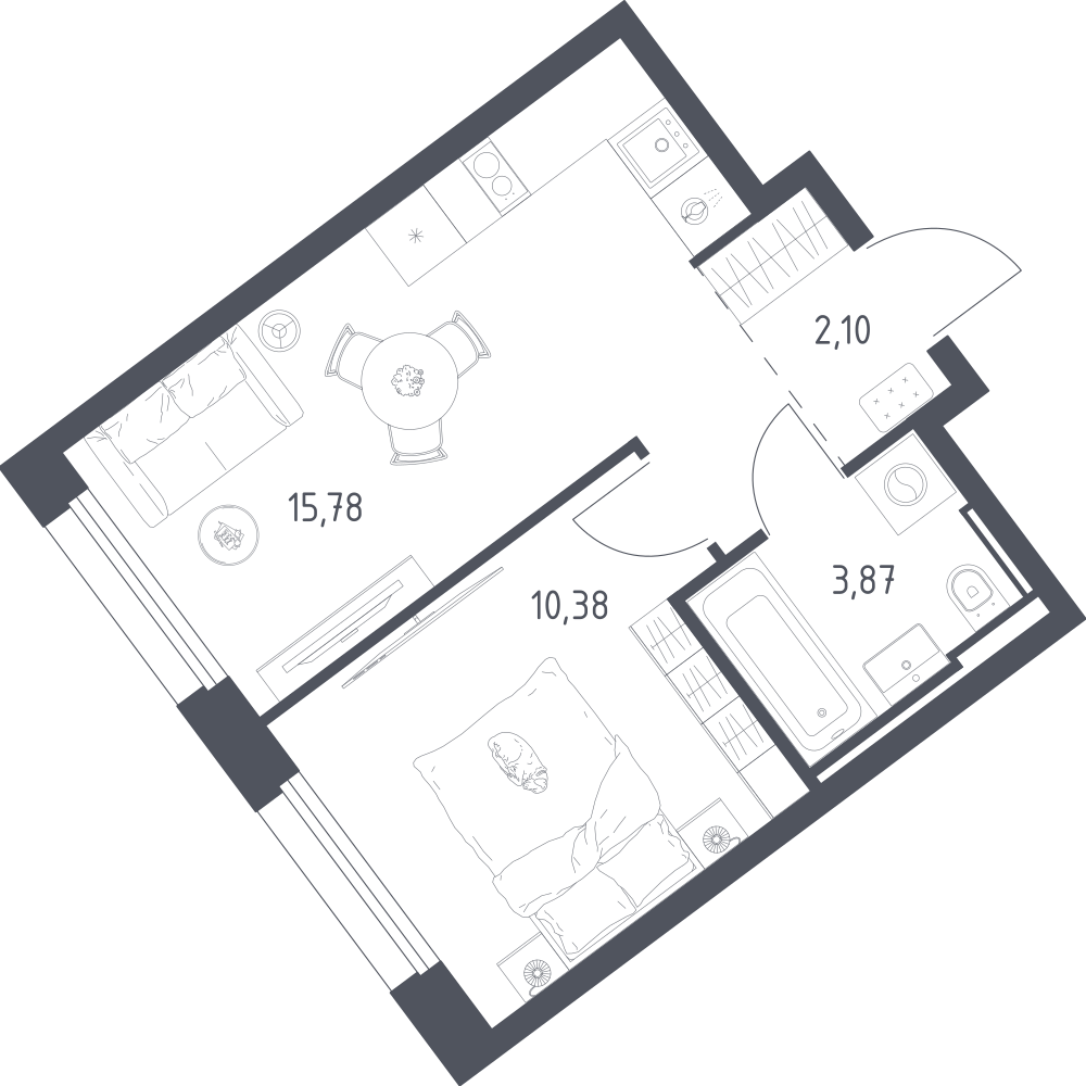 1-комнатная 32 м2 в ЖК Литературный Квартал корпус null этаж 11