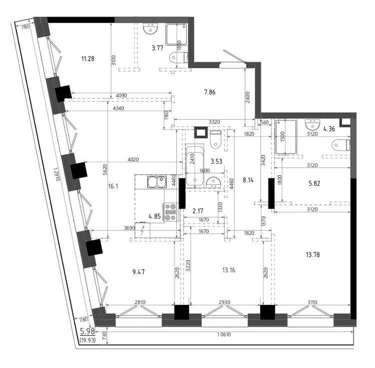 4-комнатная 110 м2 в ЖК Яналиф корпус null этаж 12