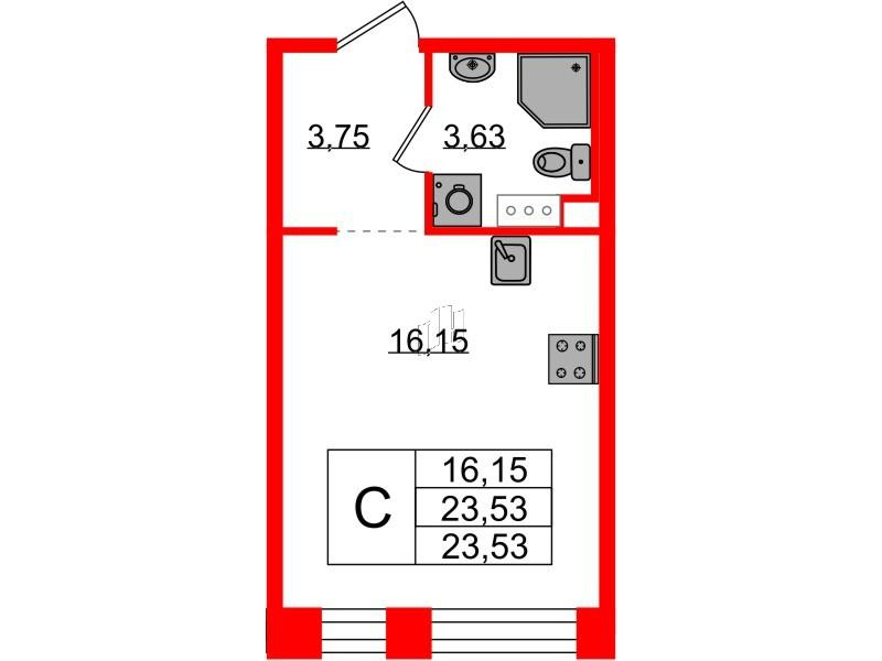 Студия 23 м2 в ЖК PLUS Пулковский корпус null этаж 4