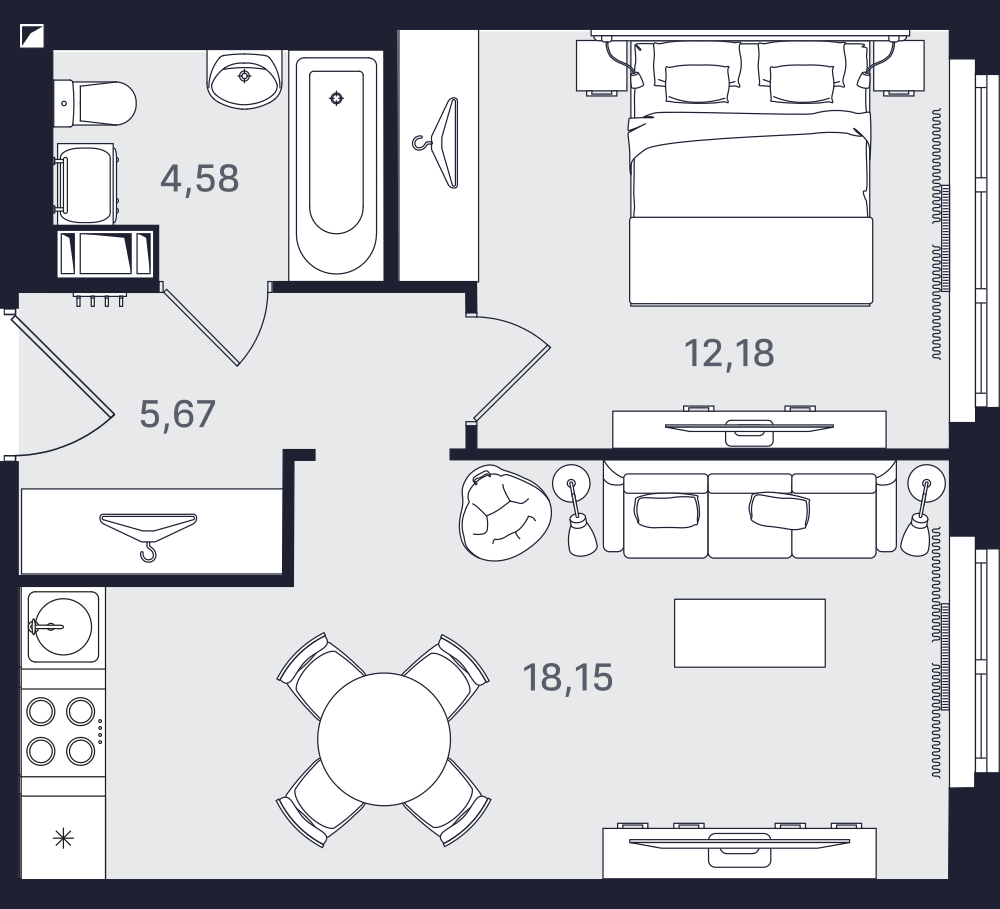 Студия 40 м2 в ЖК Про.Молодость корпус null этаж 22
