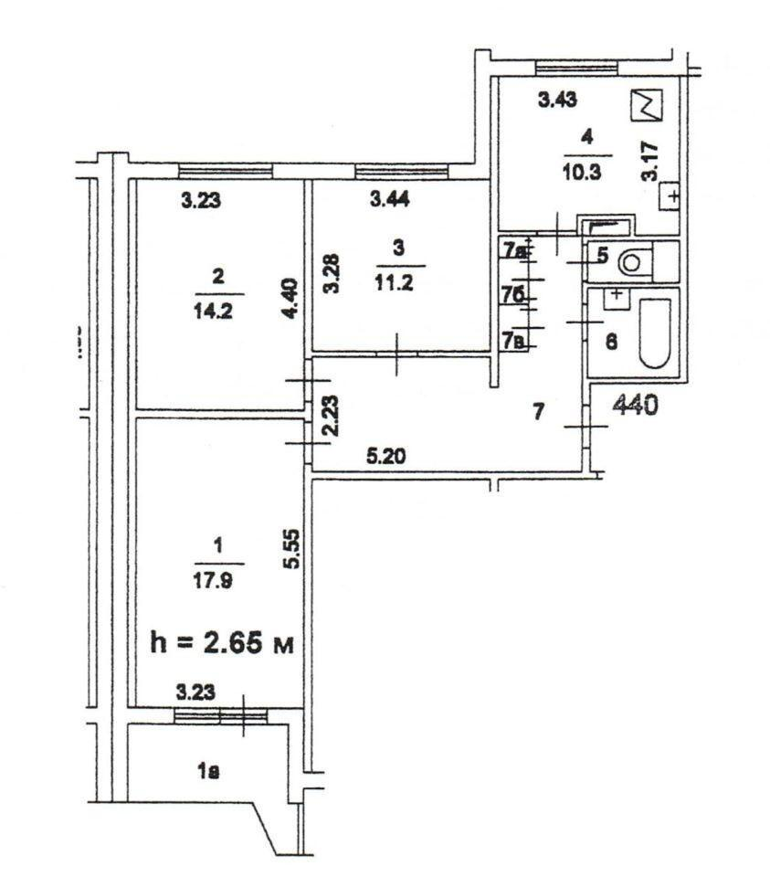 3-комнатная 72.5 м2 в ЖК undefined корпус null этаж 9