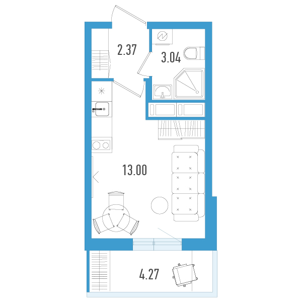 Студия 19 м2 в ЖК AEROCITY корпус null этаж 11